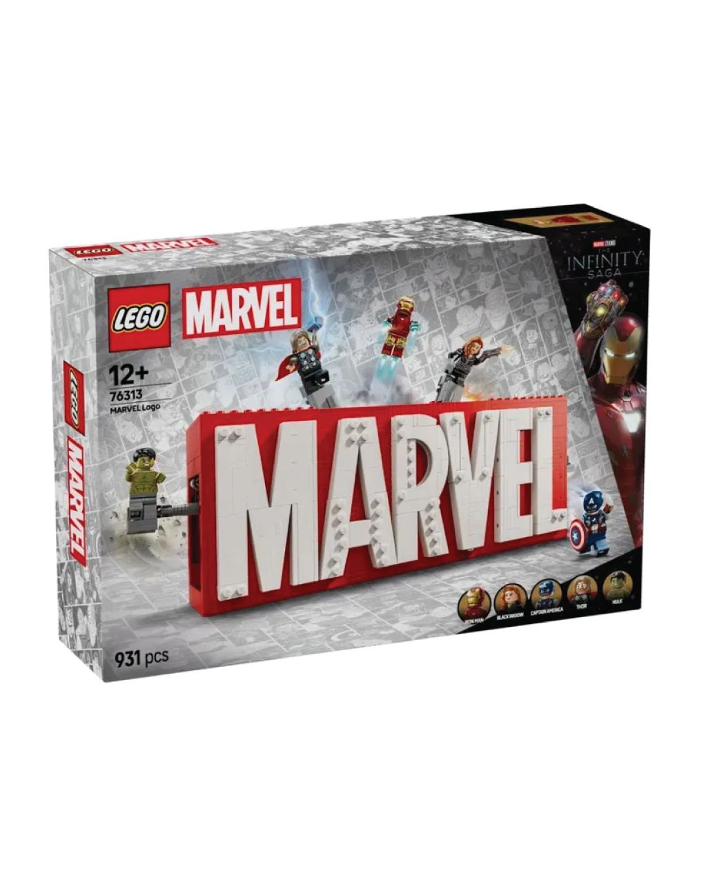Lego super heroes marvel logo & minifigures 76313
