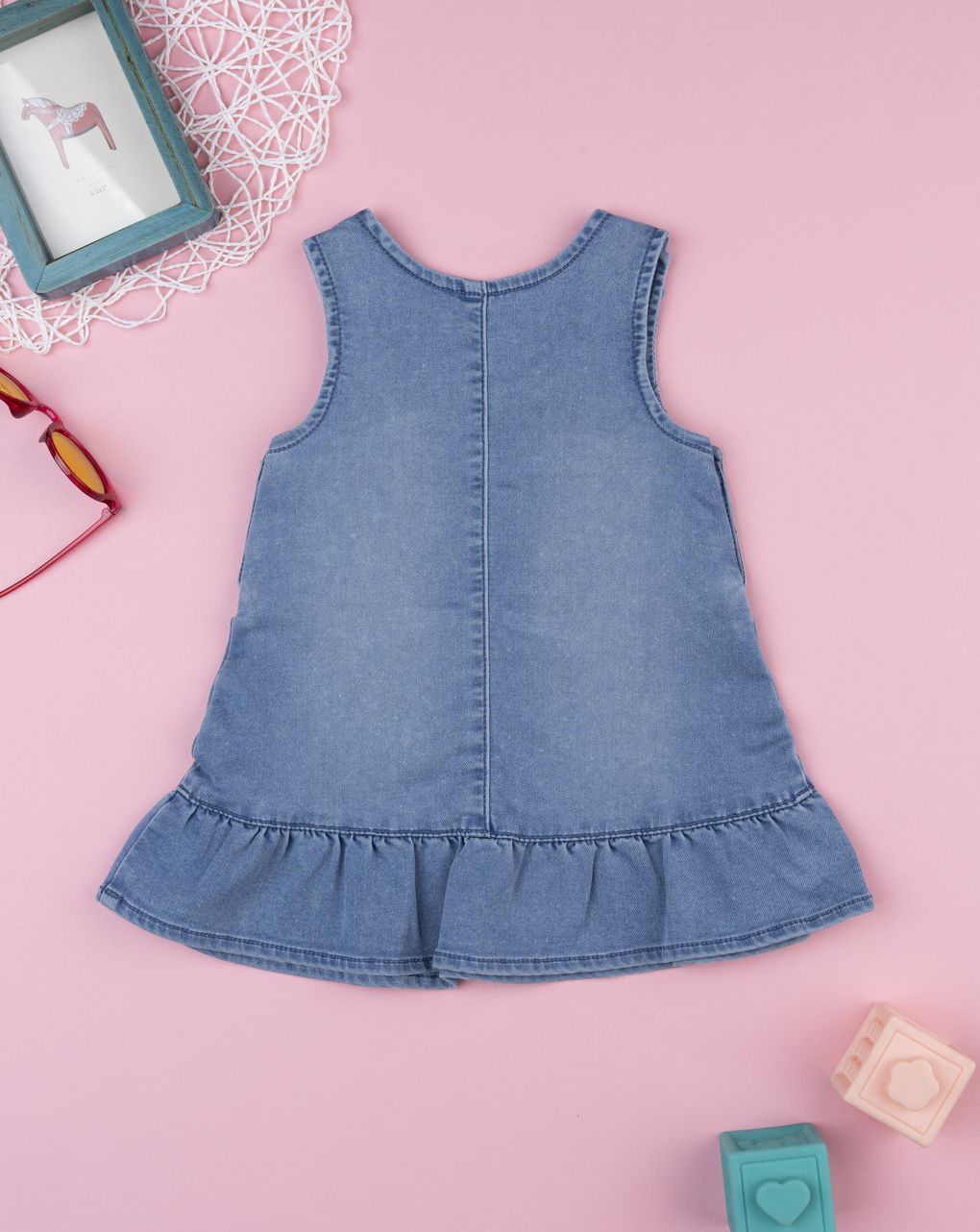 βρεφικό τζιν φόρεμα μπλε με πεταλούδες για κορίτσι - Prénatal
