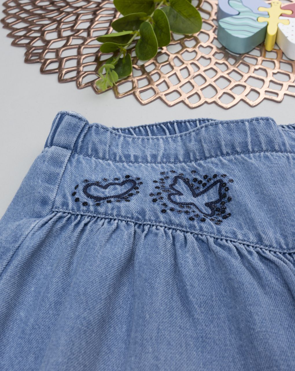 παιδικό τζιν παντελόνι palazzo με πεταλούδες για κορίτσι - Prénatal
