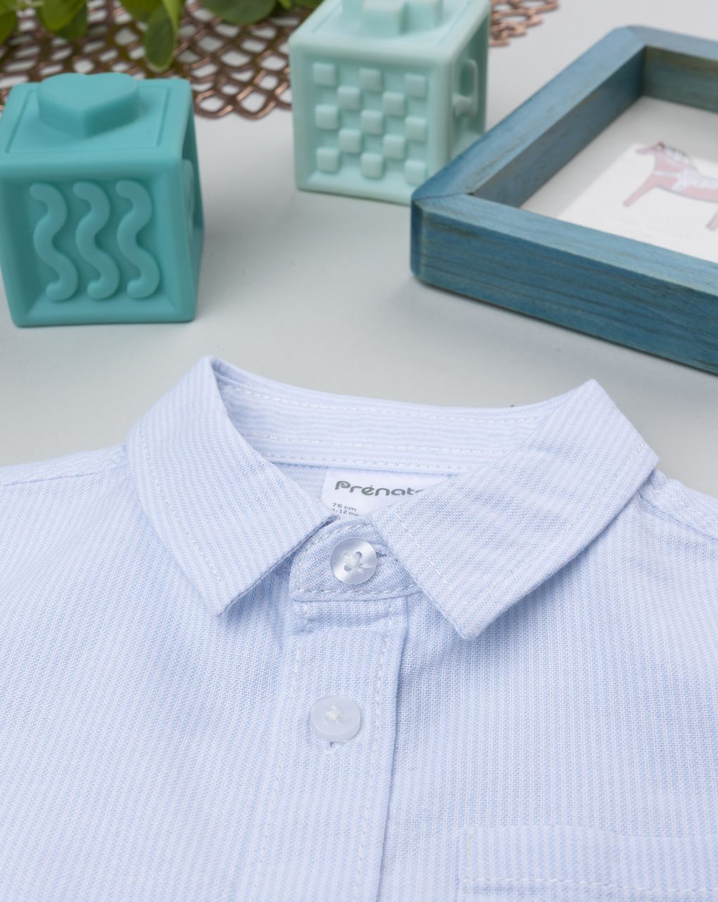 βρεφικό πουκάμισο λευκό ριγέ oxford για αγόρι - Prénatal
