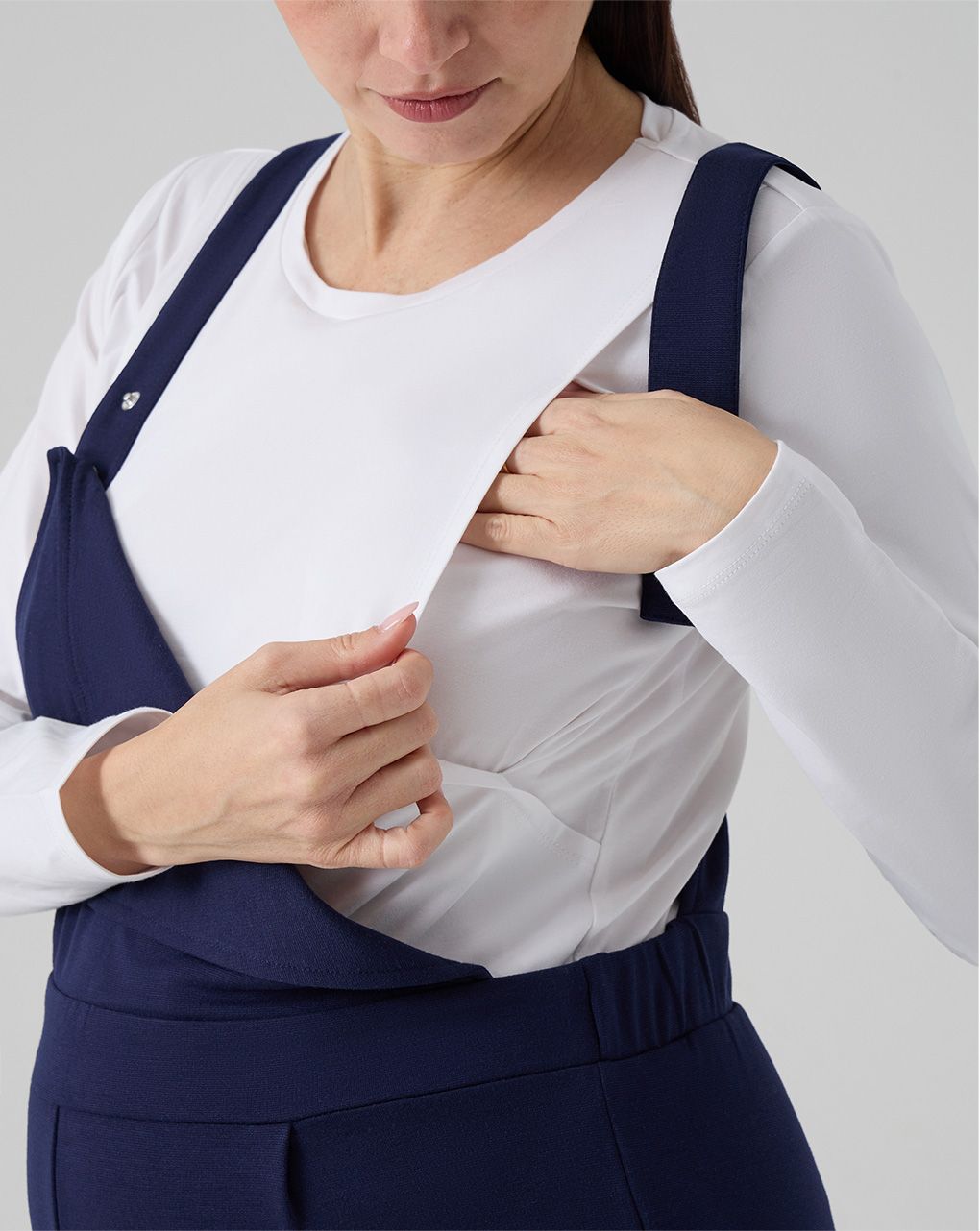 γυναικείο σετ σαλοπέτα και μπλούζα εγκυμοσύνης/θηλασμού μπλε - Prénatal