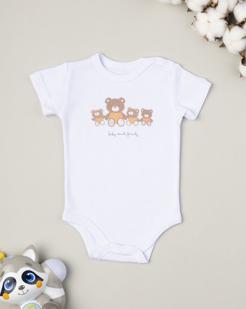 βρεφικό κορμάκι λευκό με αρκουδάκια unisex - Prénatal