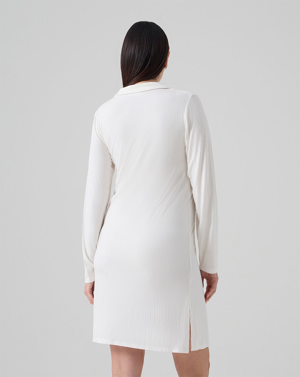 γυναικείο νυχτικό εγκυμοσύνης/θηλασμού λευκό ριμπ - Prénatal