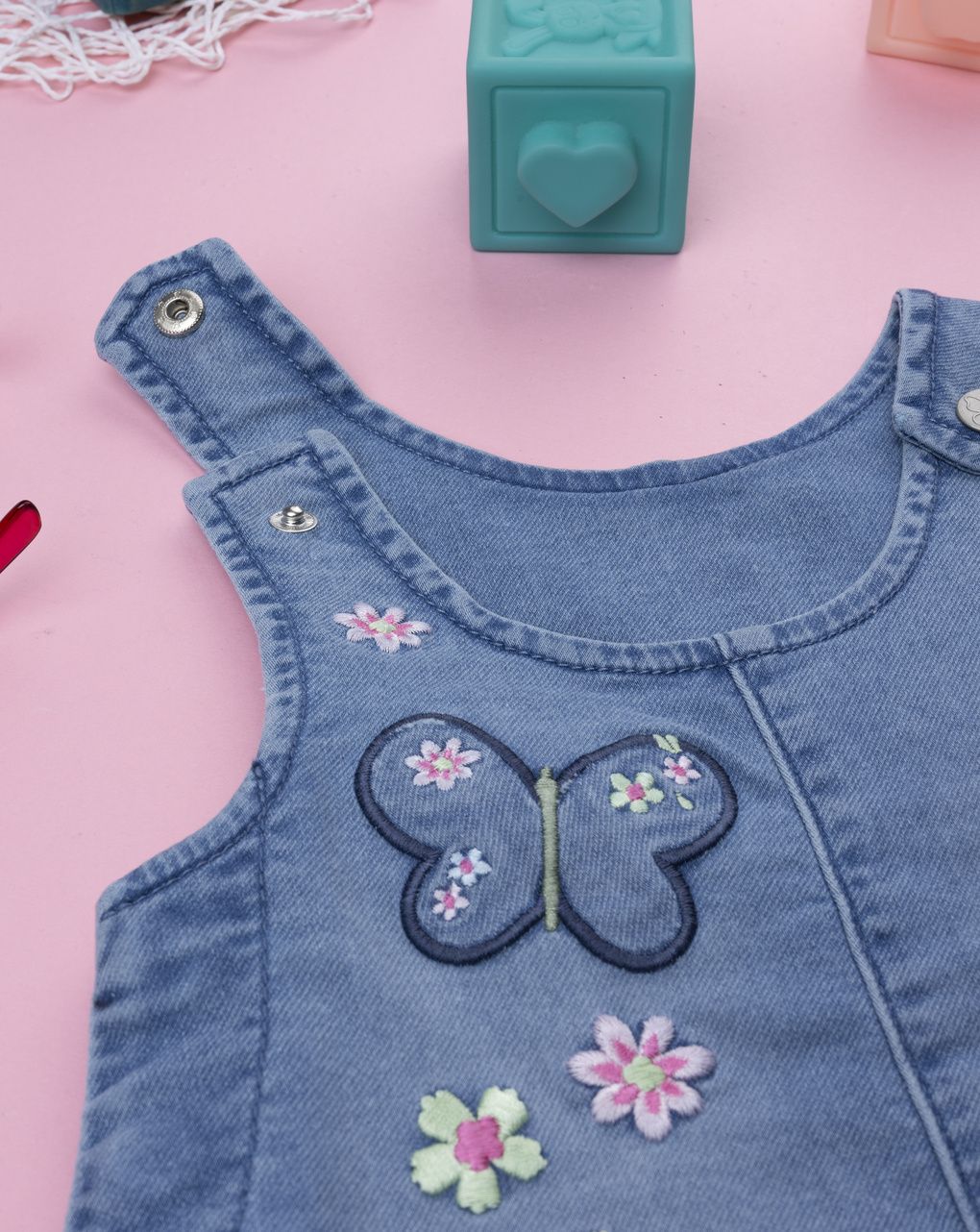 βρεφικό τζιν φόρεμα μπλε με πεταλούδες για κορίτσι - Prénatal