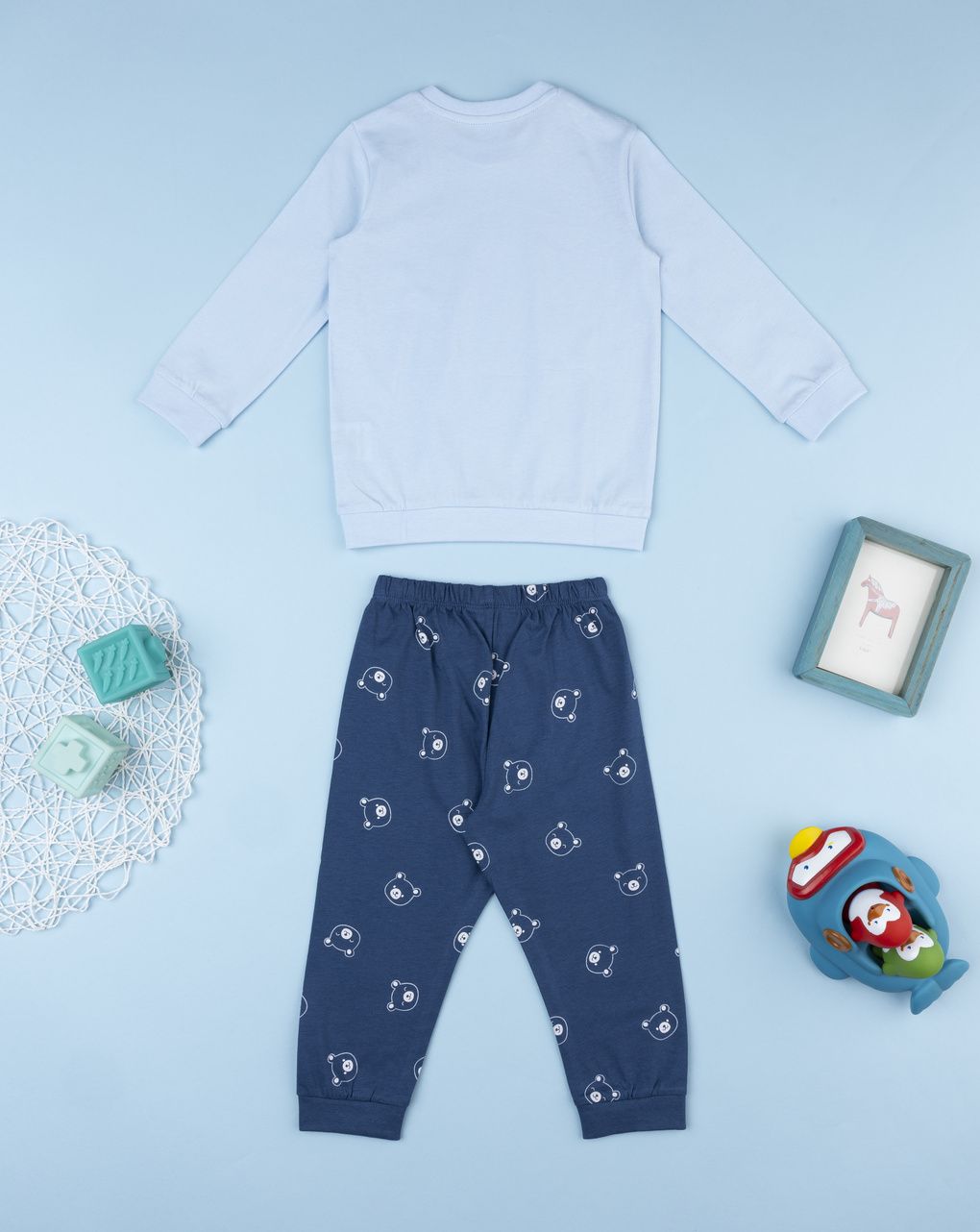 βρεφική πιτζάμα γαλάζια/μπλε με αρκουδάκι για αγόρι - Prénatal