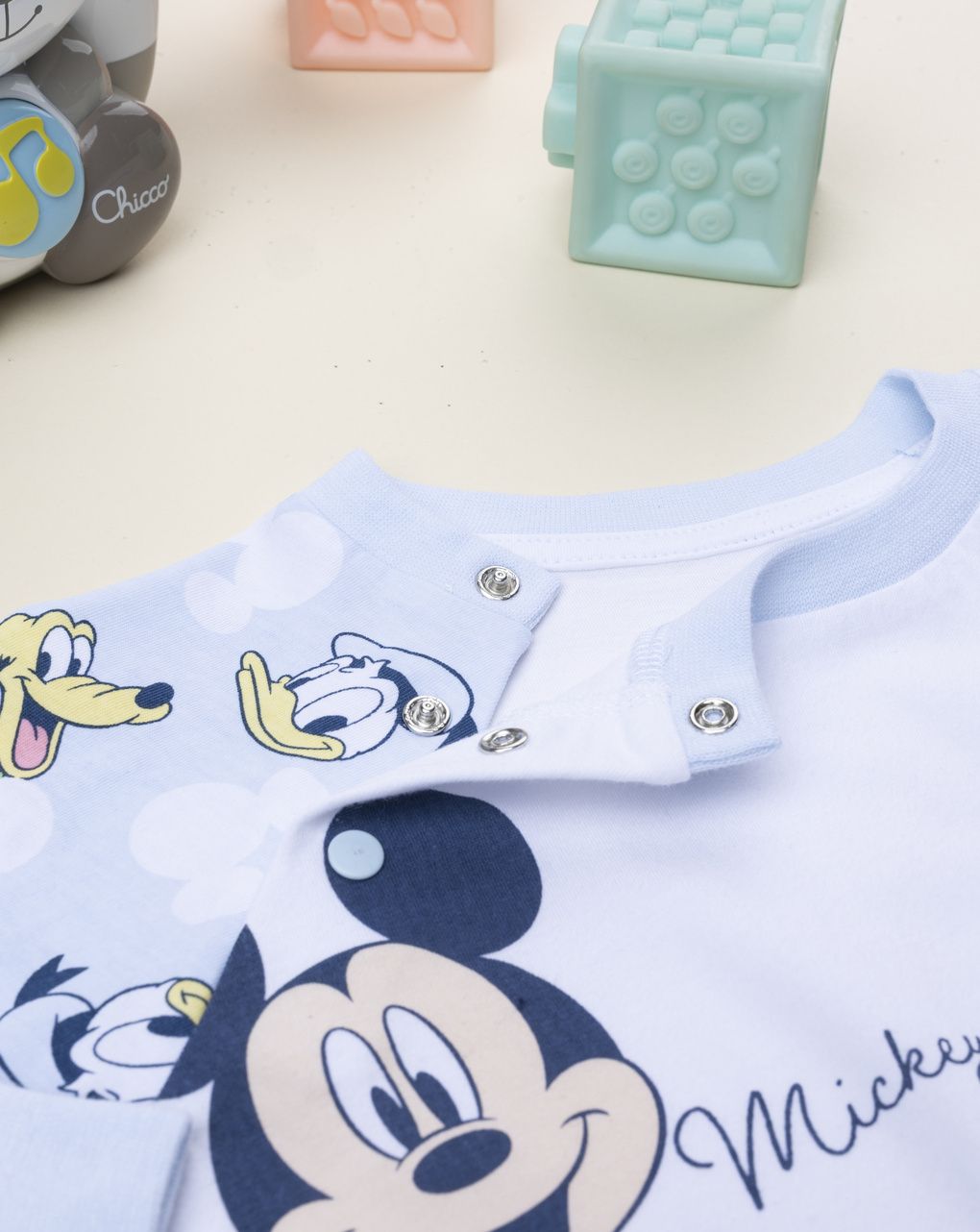 βρεφική πιτζάμα γαλάζια/λευκή mickey & friends για αγόρι - Prénatal