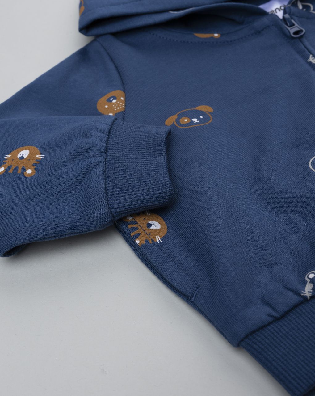 βρεφική ζακέτα φούτερ μπλε με ζωάκια για αγόρι - Prénatal