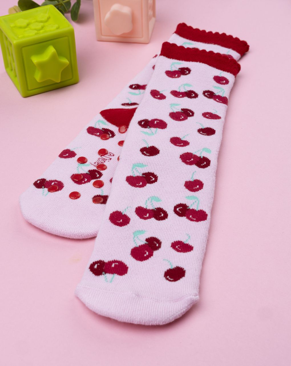 παιδικές αντιολισθητικές κάλτσες με κερασάκια για κορίτσι - Prénatal
