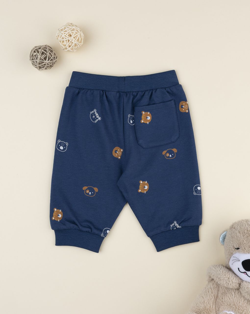 βρεφικό παντελόνι φόρμας μπλε με ζωάκια για αγόρι - Prénatal