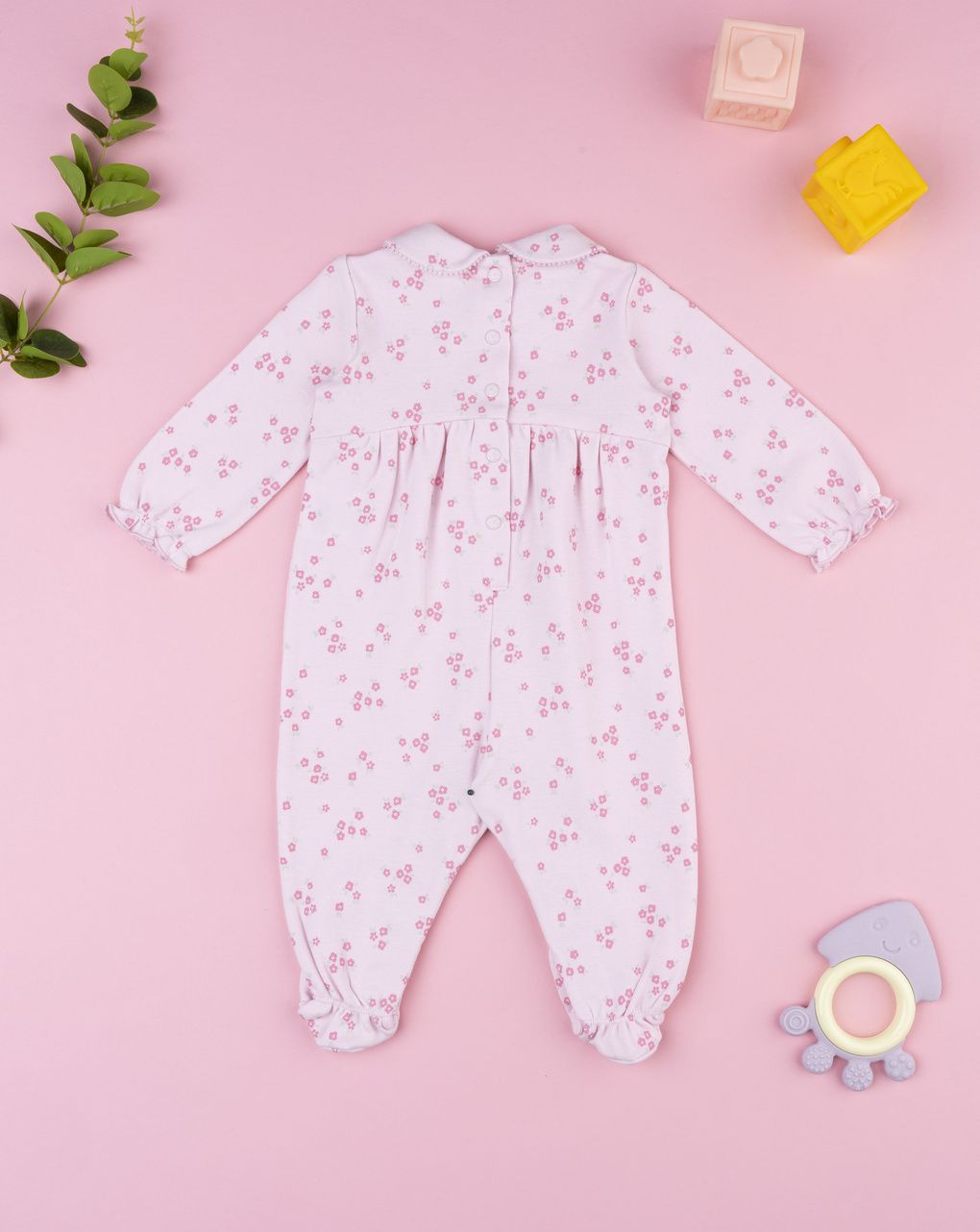 βρεφικό φορμάκι ροζ φλοράλ για κορίτσι - Prénatal