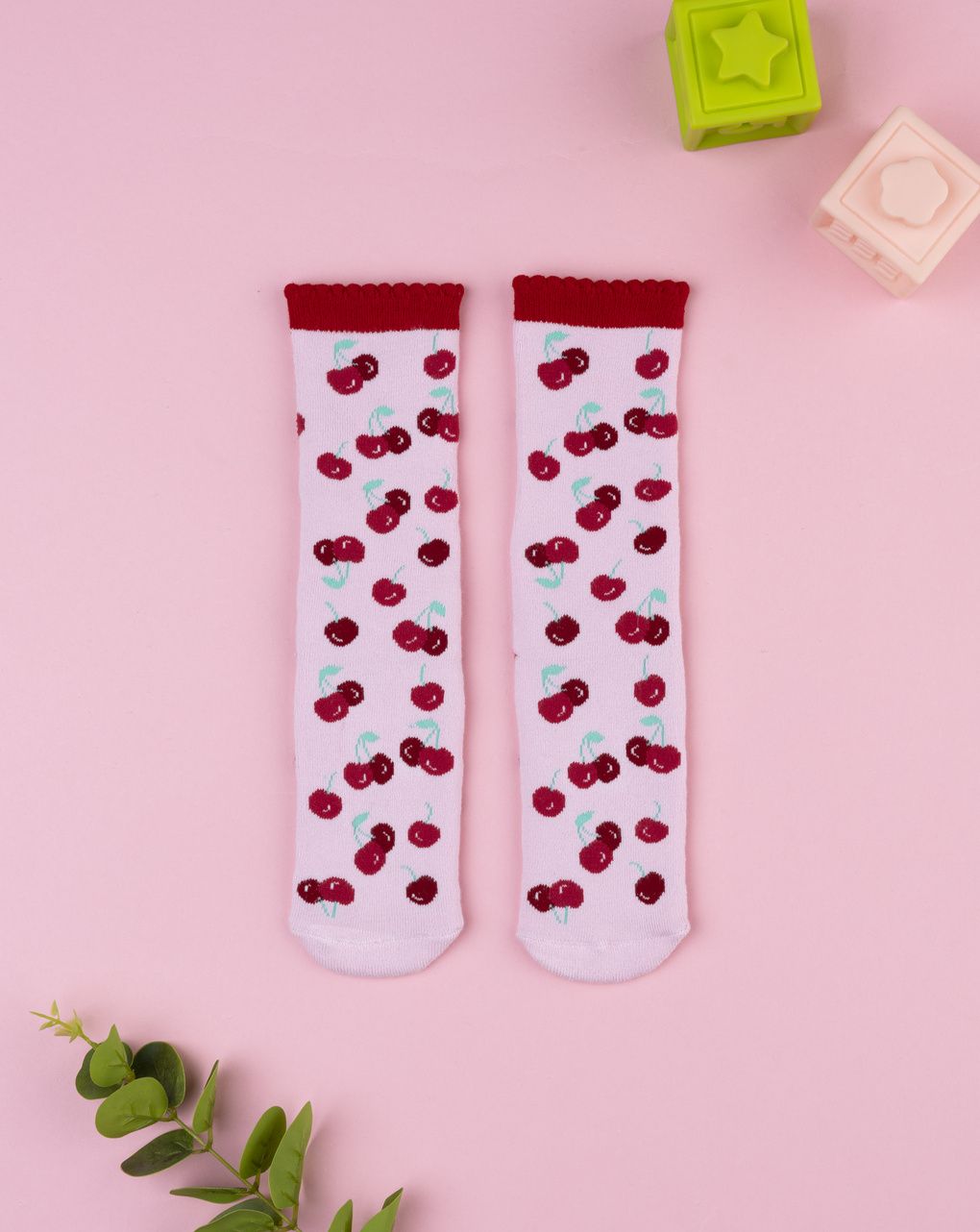 παιδικές αντιολισθητικές κάλτσες με κερασάκια για κορίτσι - Prénatal