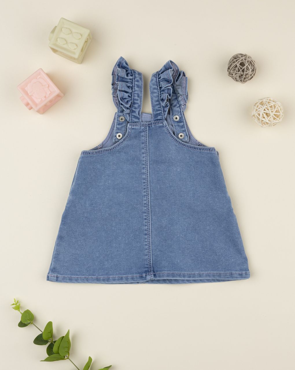 βρεφικό τζιν φόρεμα σαλοπέτα φλοράλ για κορίτσι - Prénatal