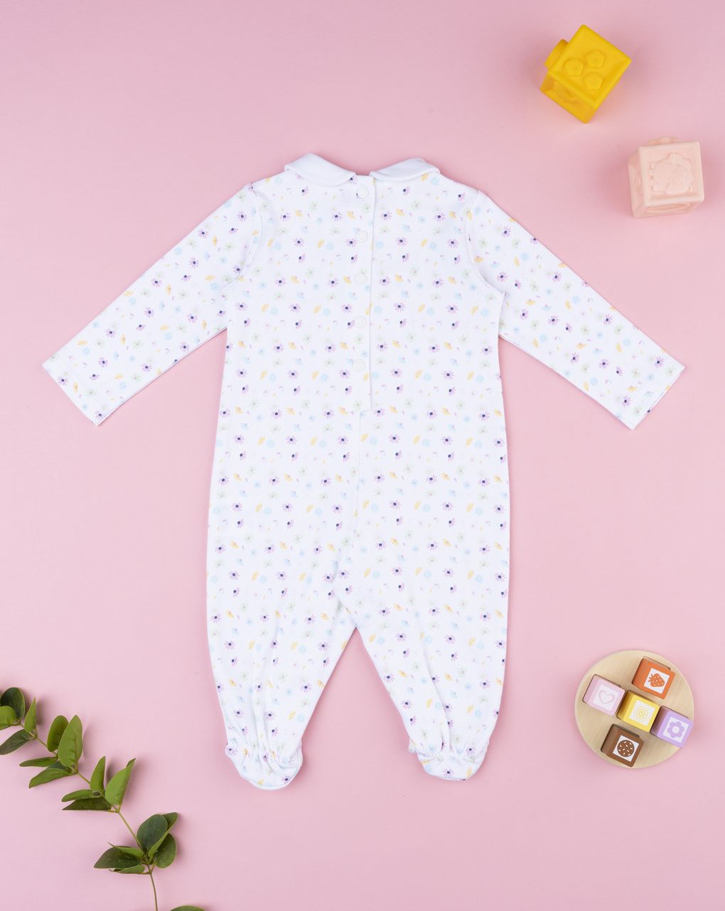 βρεφικό φορμάκι λευκό φλοράλ baby smile για κορίτσι - Prénatal