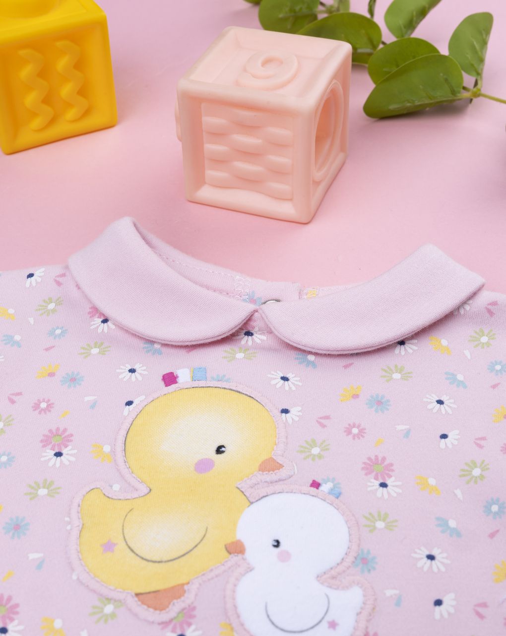 βρεφικό φορμάκι ροζ φλοράλ baby smile για κορίτσι - Prénatal