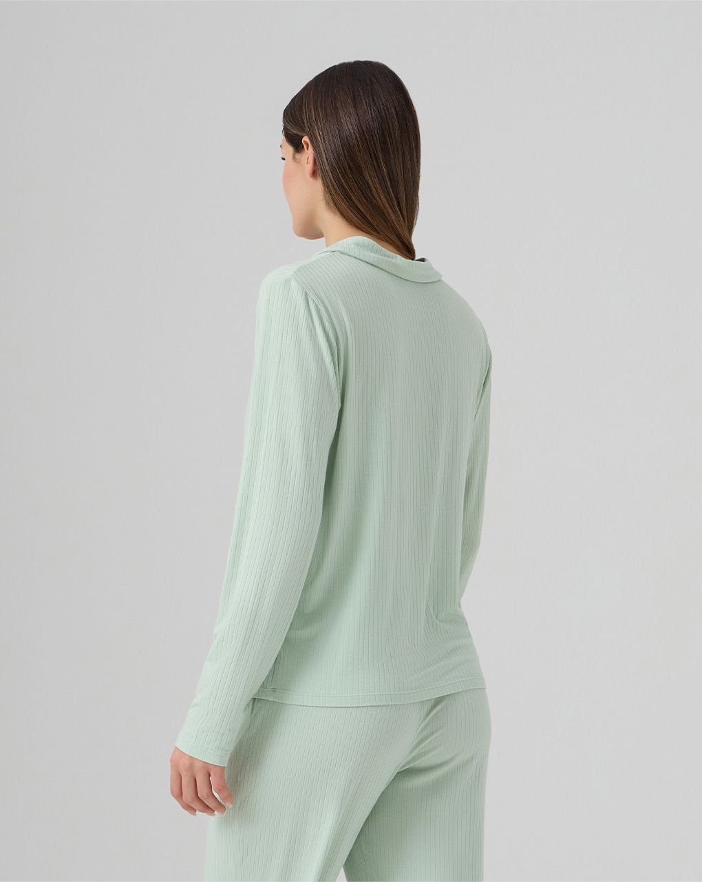 γυναικεία πιτζάμα εγκυμοσύνης/θηλασμού πράσινη ριμπ - Prénatal