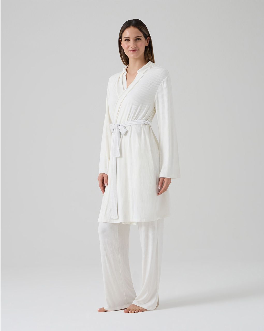 γυναικεία ρόμπα εγκυμοσύνης/θηλασμού λευκή ριμπ