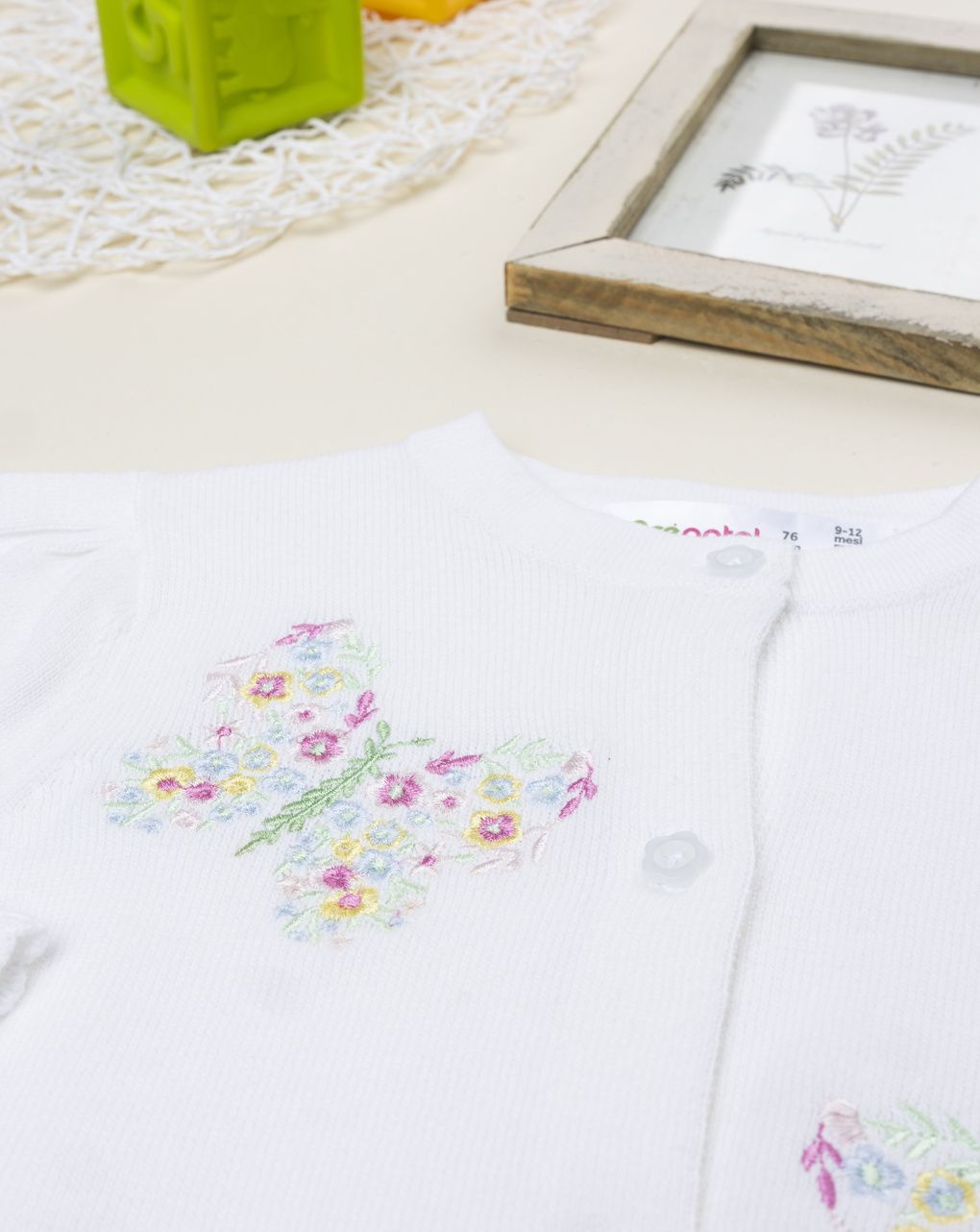 βρεφική ζακέτα πλεκτή λευκή με πεταλούδες για κορίτσι - Prénatal