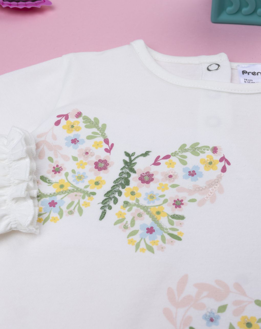 βρεφική μπλούζα λευκή με πεταλούδες για κορίτσι - Prénatal