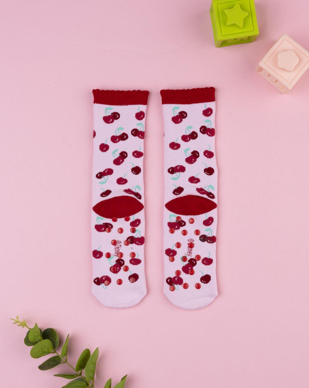 παιδικές αντιολισθητικές κάλτσες με κερασάκια για κορίτσι - Prénatal