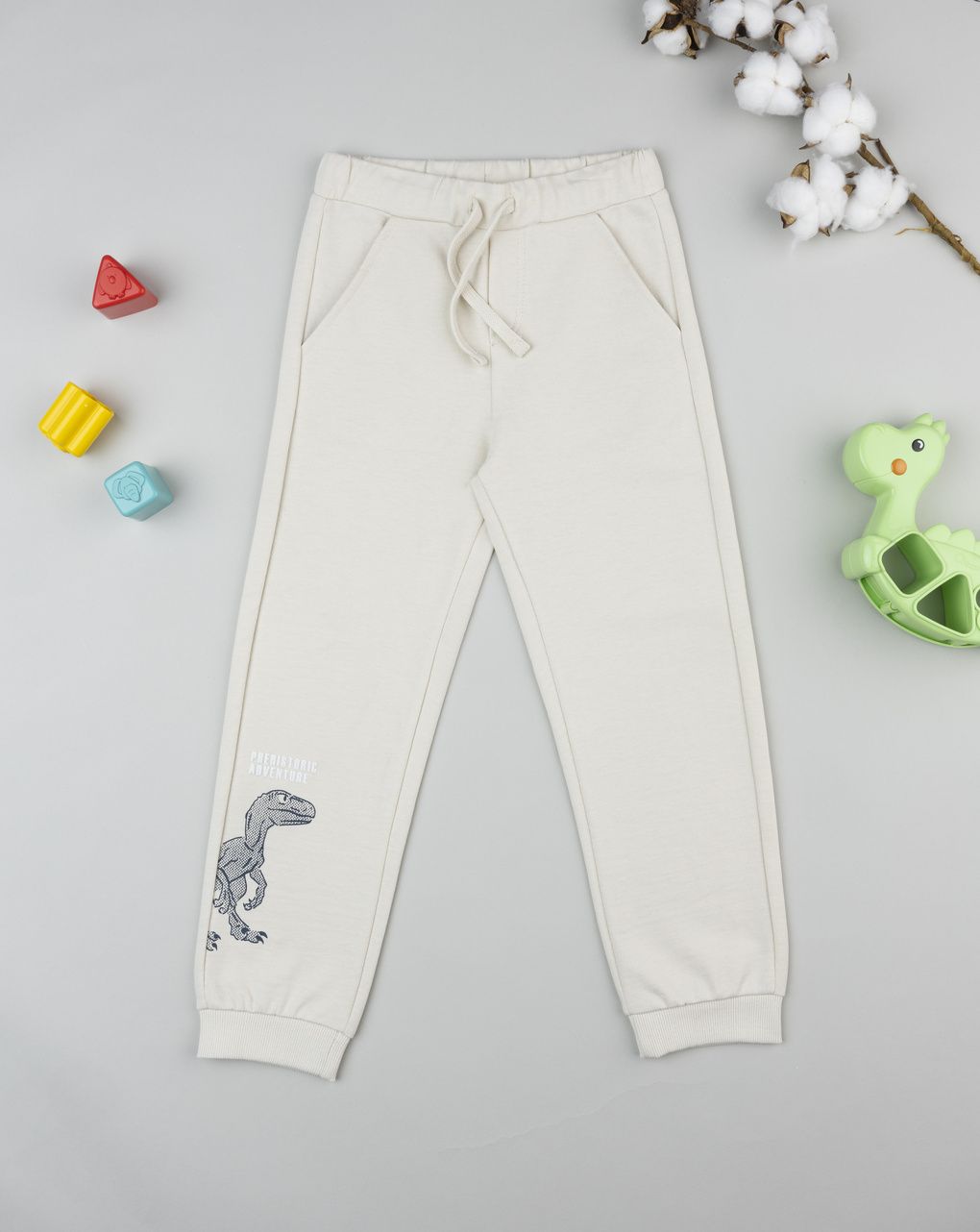 παιδικό παντελόνι φόρμας μπεζ dino για αγόρι