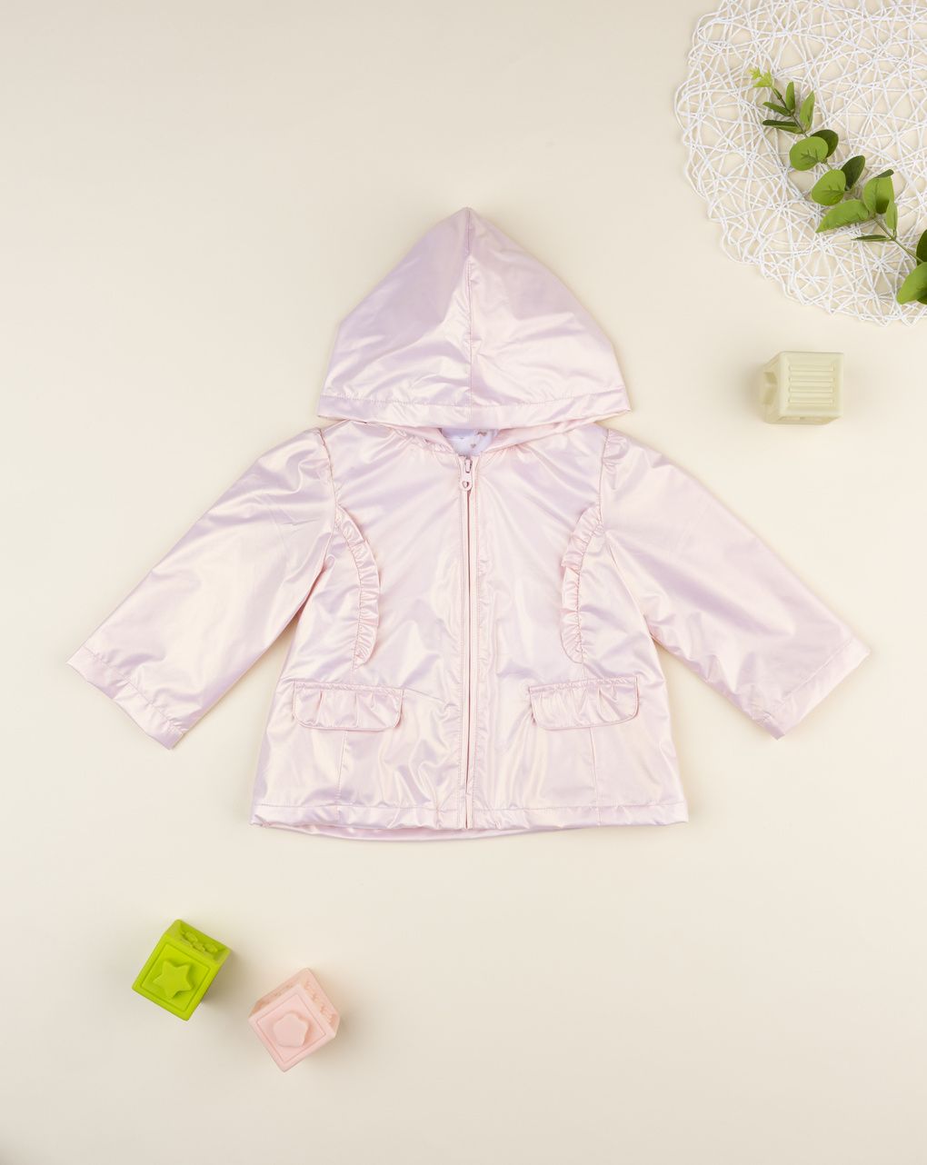βρεφικό μπουφάν ροζ ιριδίζον για κορίτσι