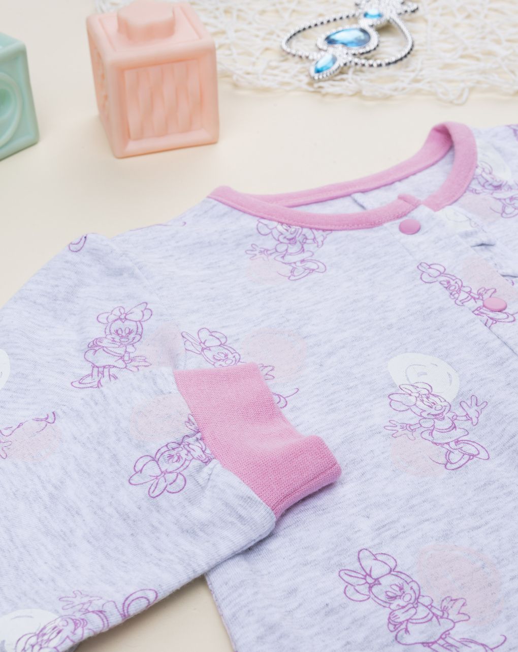 βρεφική ολόσωμη πιτζάμα γκρι minnie για κορίτσι - Prénatal