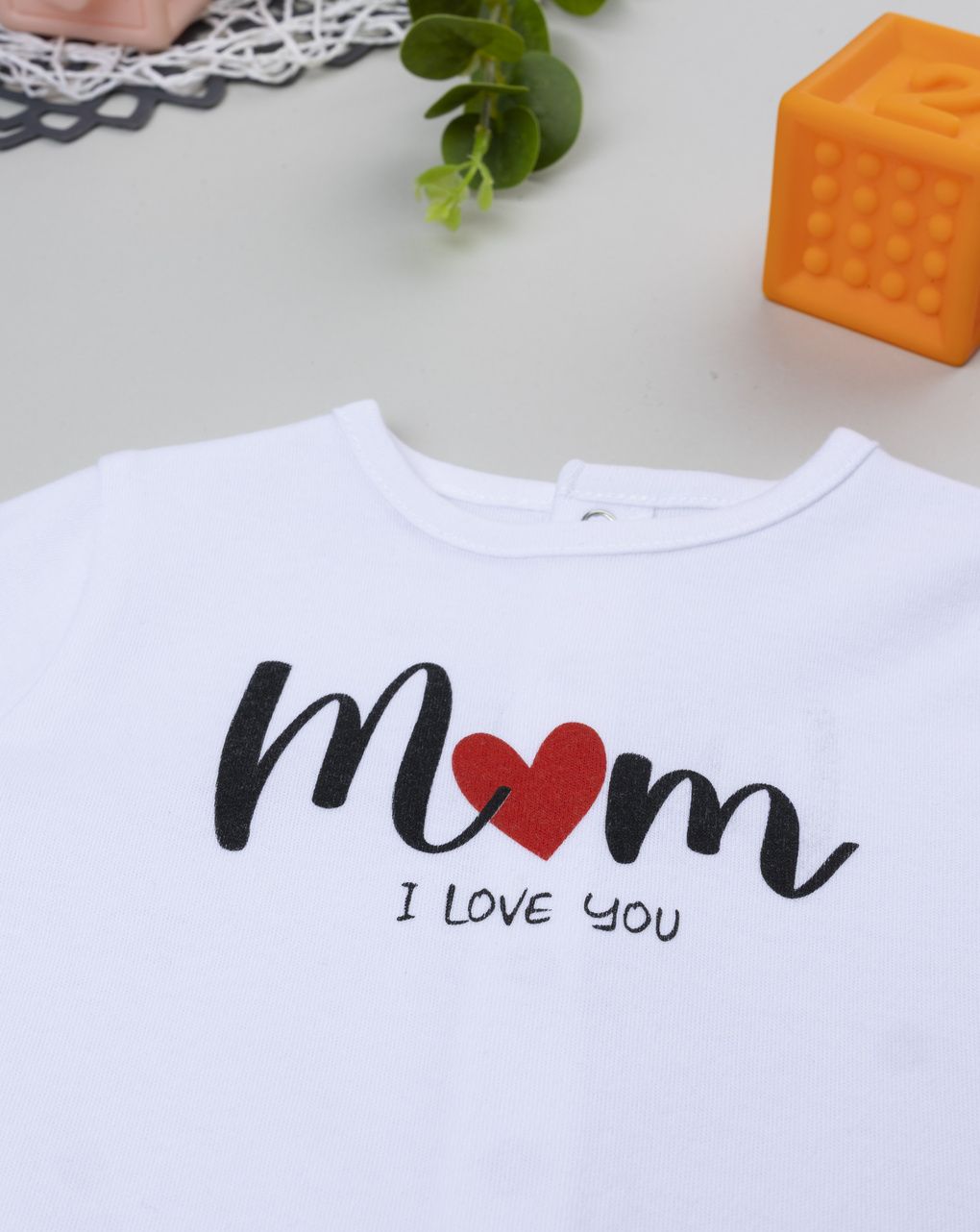 βρεφικό φορμάκι λευκό mom i love you unisex - Prénatal