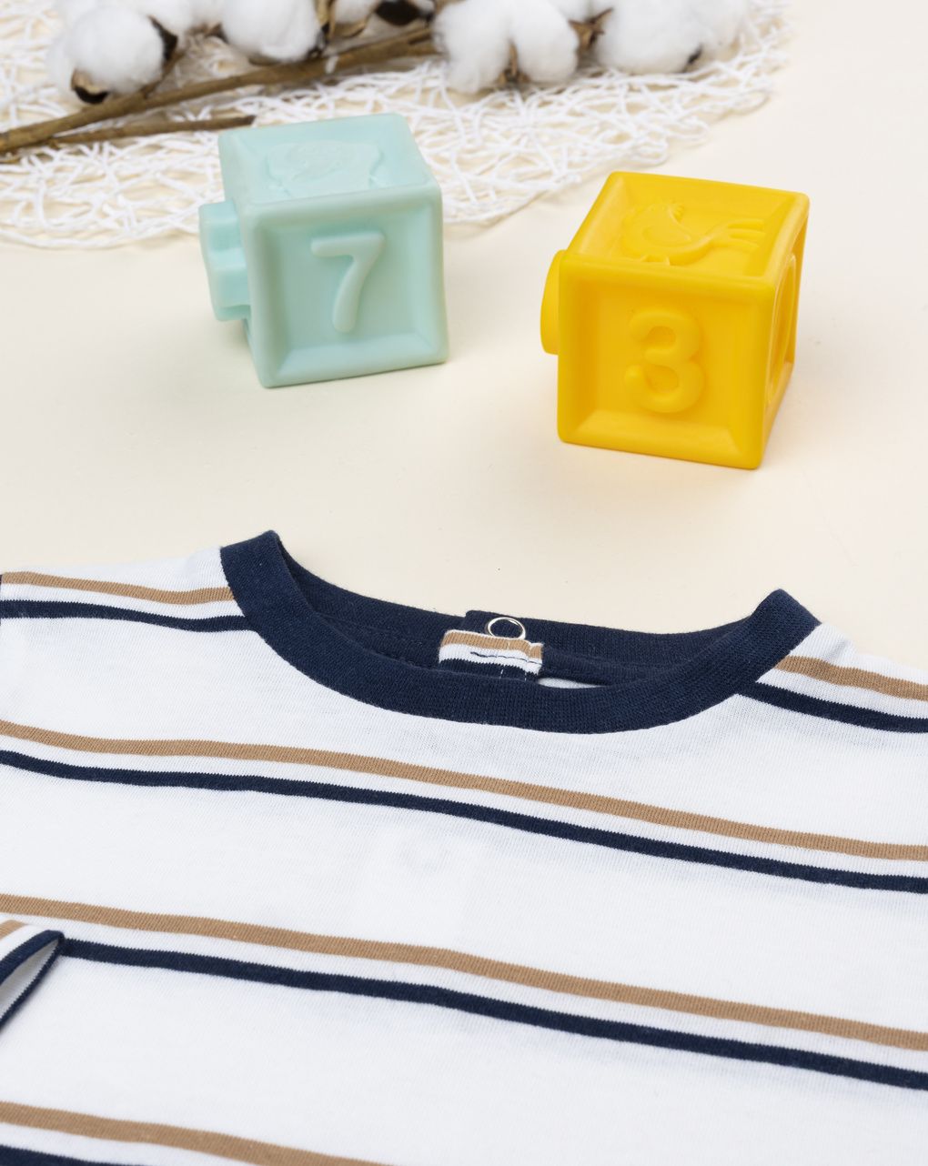 βρεφική μπλούζα λευκή ριγέ για αγόρι - Prénatal