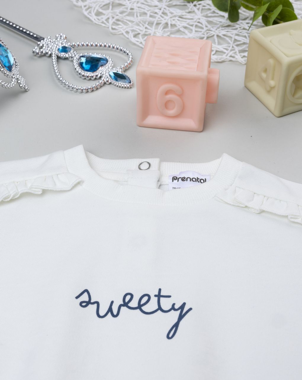 βρεφική μπλούζα φούτερ λευκή sweety για κορίτσι - Prénatal