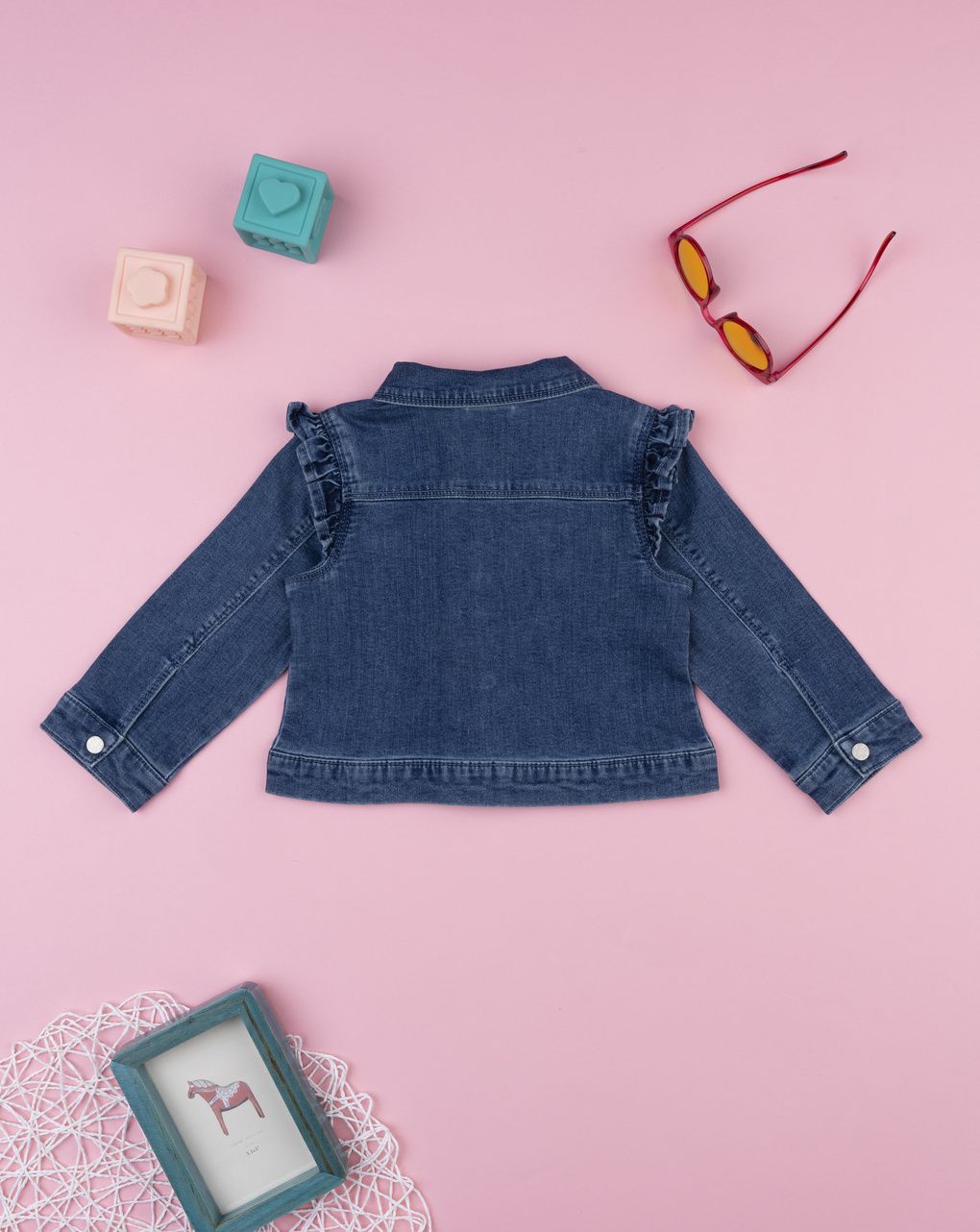 βρεφικό τζιν μπουφάν μπλε με λουλούδια για κορίτσι - Prénatal