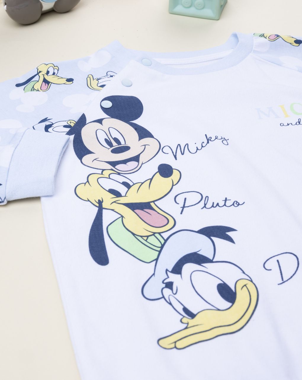 βρεφική πιτζάμα γαλάζια/λευκή mickey & friends για αγόρι - Prénatal