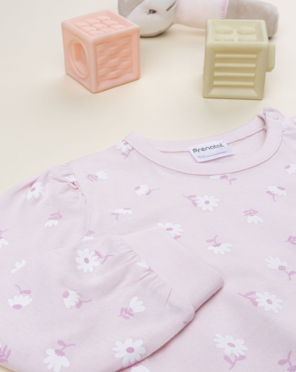 βρεφική πιτζάμα ροζ με μαργαρίτες για κορίτσι - Prénatal