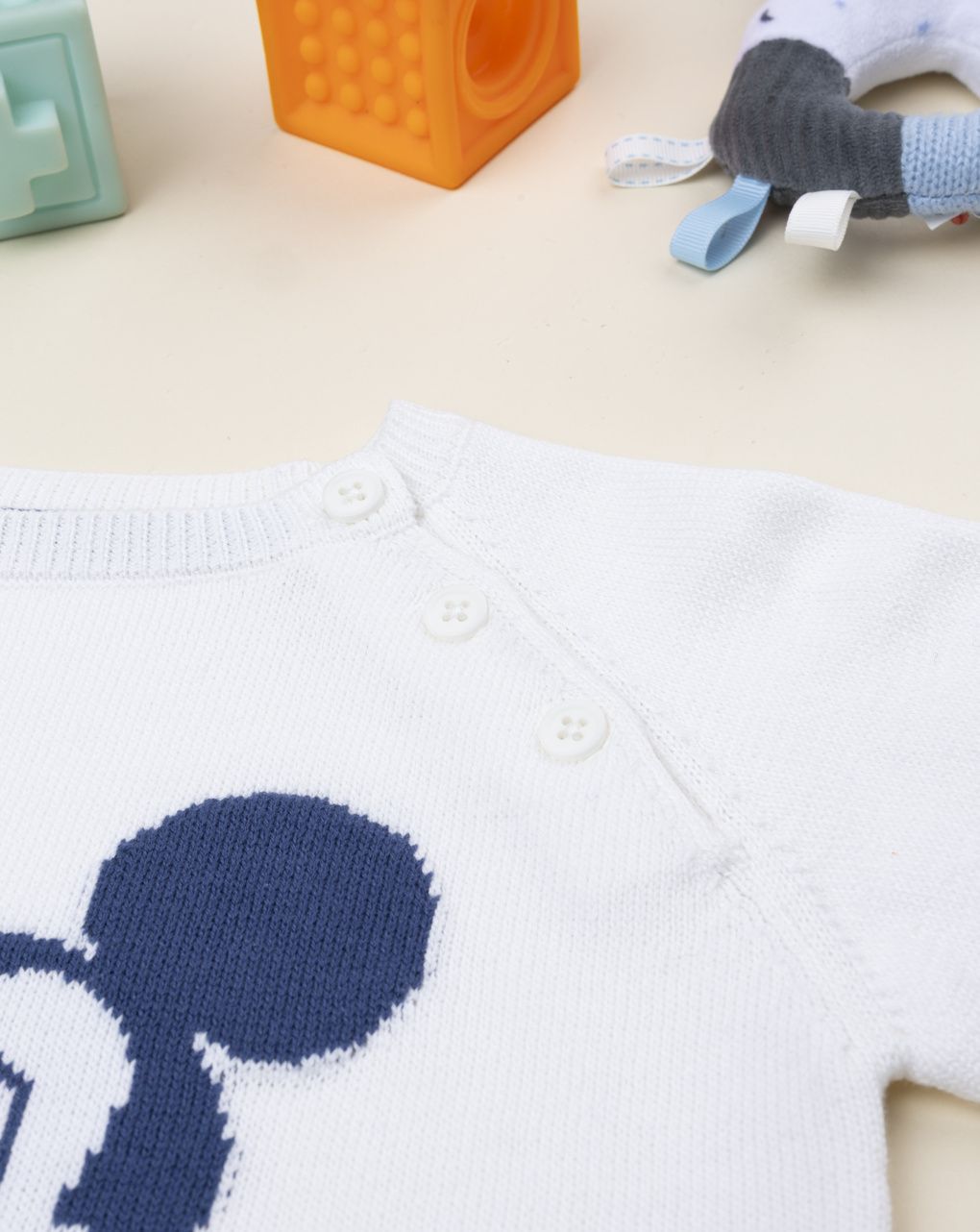 βρεφικό πουλόβερ λευκό/πορτοκαλί mickey για αγόρι - Prénatal