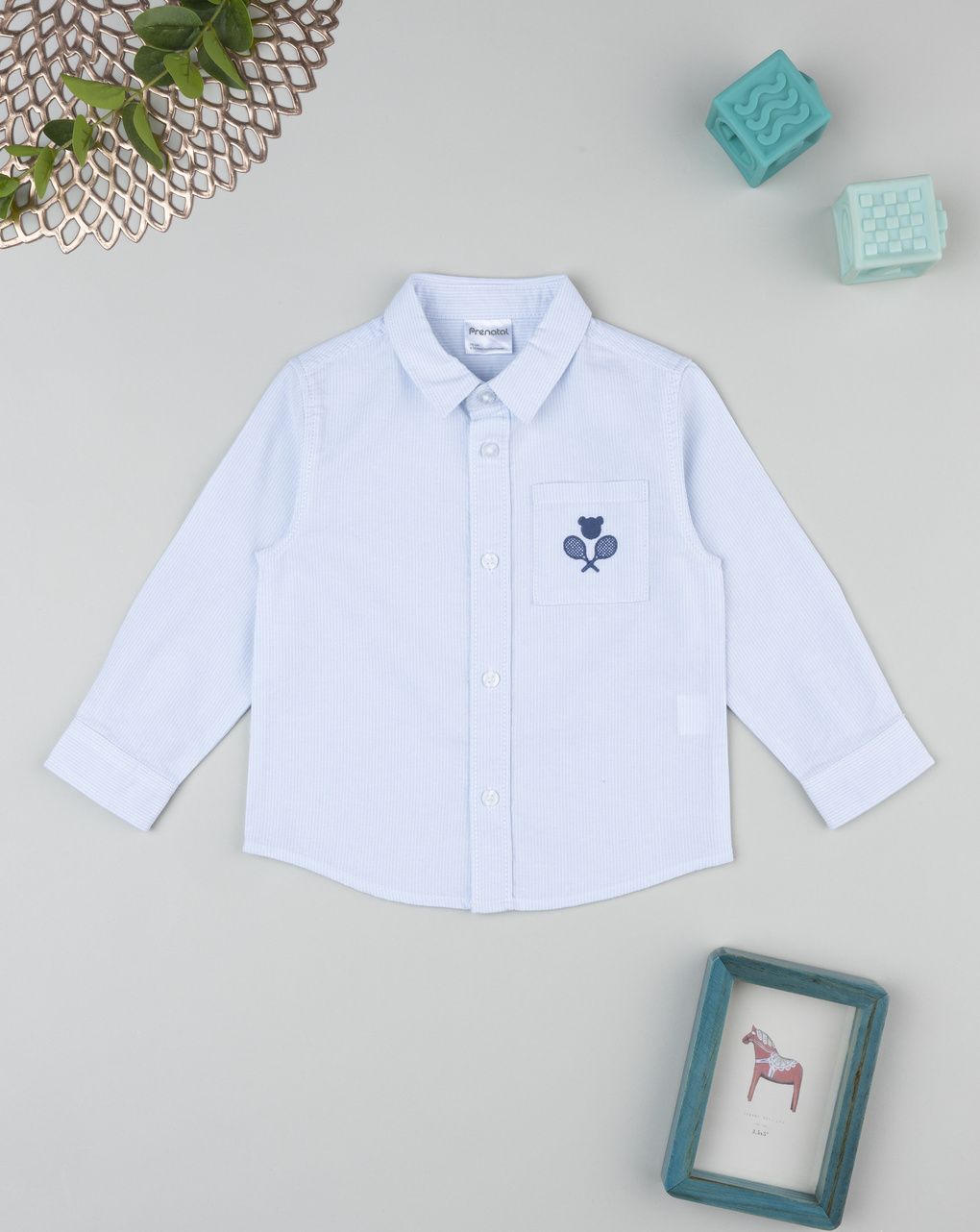 βρεφικό πουκάμισο λευκό ριγέ oxford για αγόρι