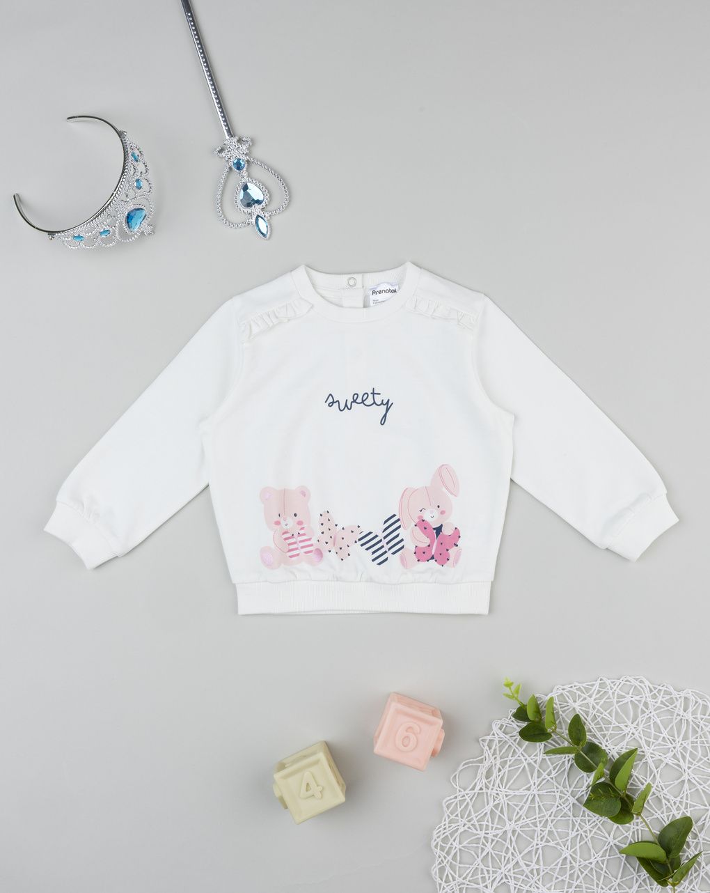 βρεφική μπλούζα φούτερ λευκή sweety για κορίτσι