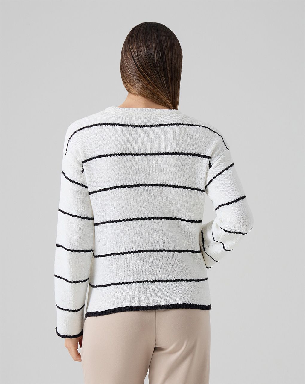 γυναικεία πλεκτή μπλούζα εγκυμοσύνης/θηλασμού λευκή ριγέ - Prénatal