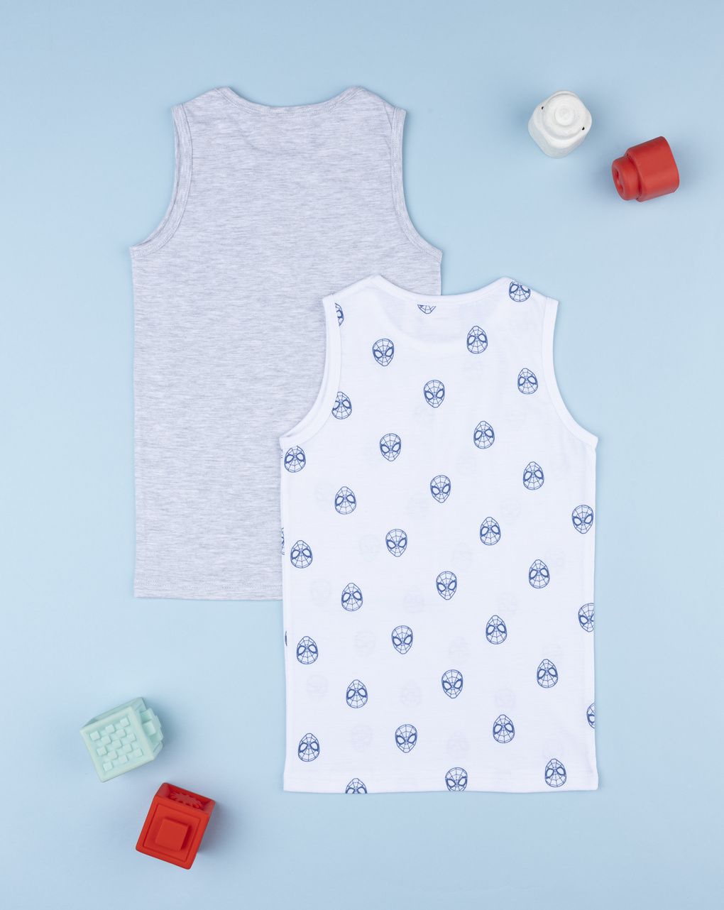 παιδικά φανελάκια γκρι/λευκό spiderman για αγόρι - Prénatal