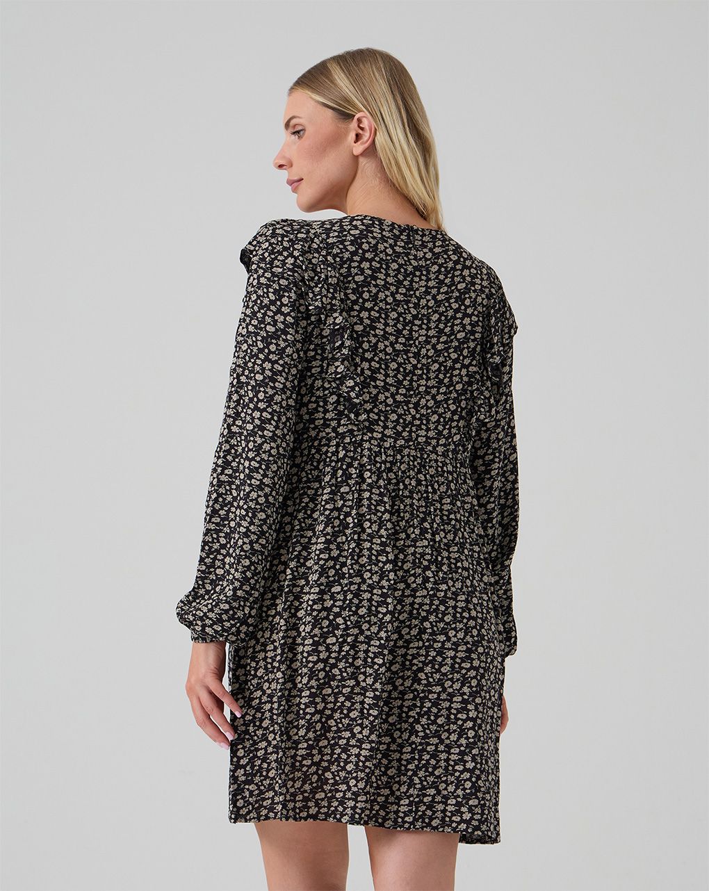 γυναικείο φόρεμα εγκυμοσύνης/θηλασμού μαύρο φλοράλ - Prénatal