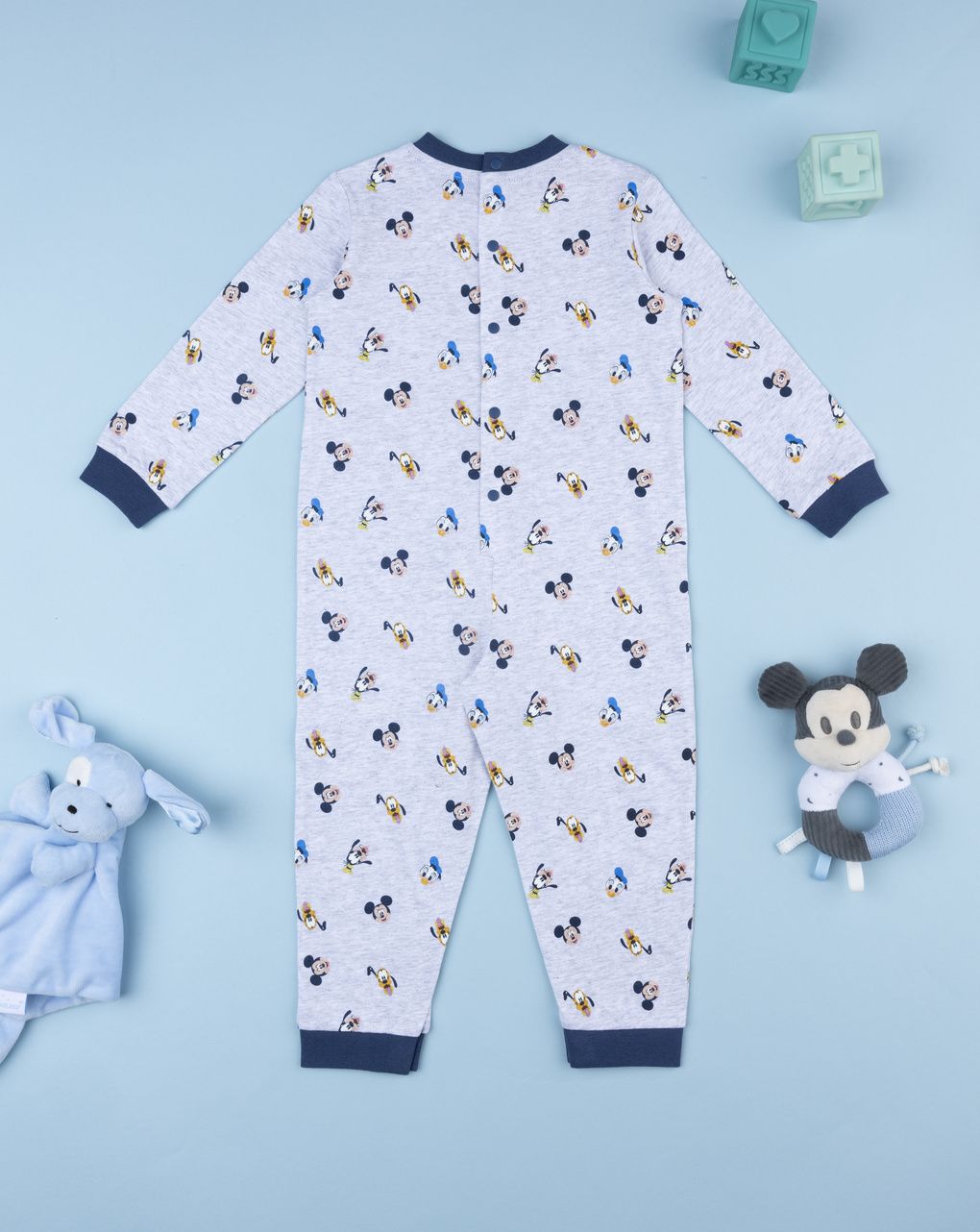 βρεφική ολόσωμη πιτζάμα γκρι mickey & friends για αγόρι - Prénatal