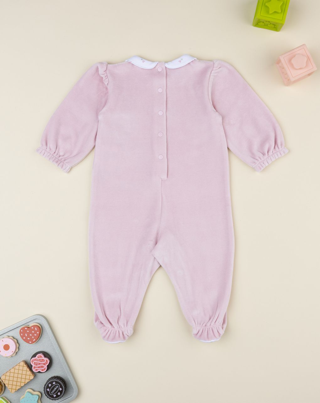 βρεφικό φορμάκι σενίλ ροζ marie για κορίτσι - Prénatal