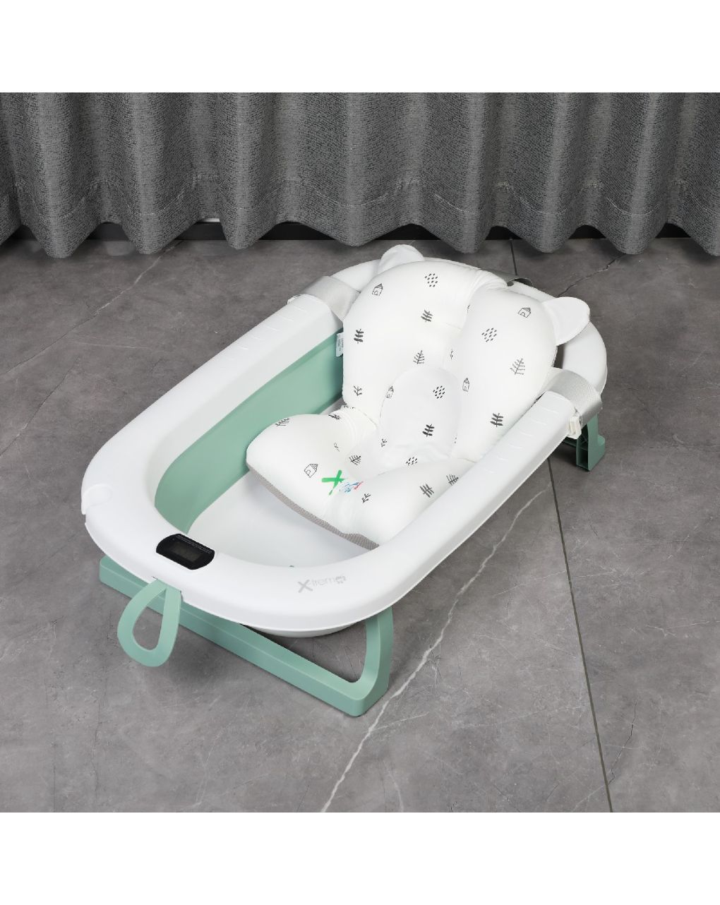 X-treme baby πτυσόμενο μπανάκι μωρού με ενσωματωμένο θερμόμετρο green xt319 - X-TREME BABY