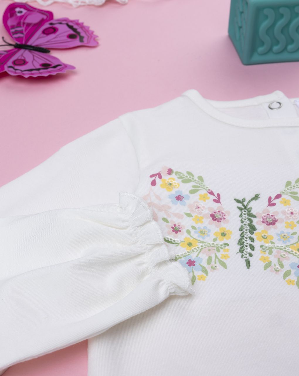 βρεφική μπλούζα λευκή με πεταλούδες για κορίτσι - Prénatal