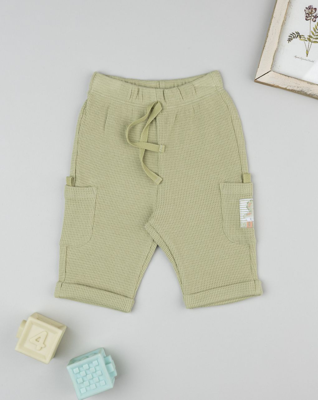 βρεφικό παντελόνι φόρμας γκοφρέ πράσινο dino για αγόρι