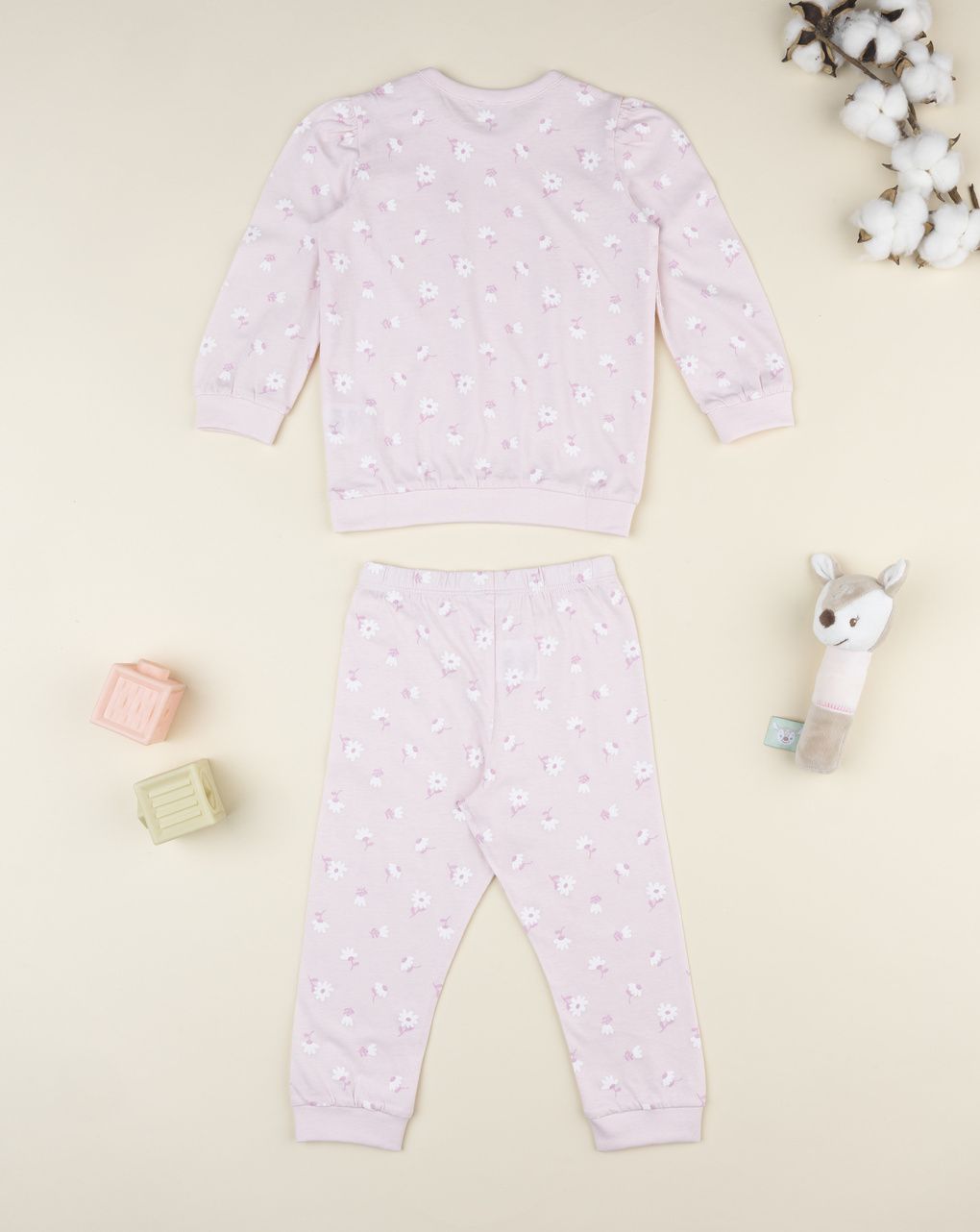 βρεφική πιτζάμα ροζ με μαργαρίτες για κορίτσι - Prénatal