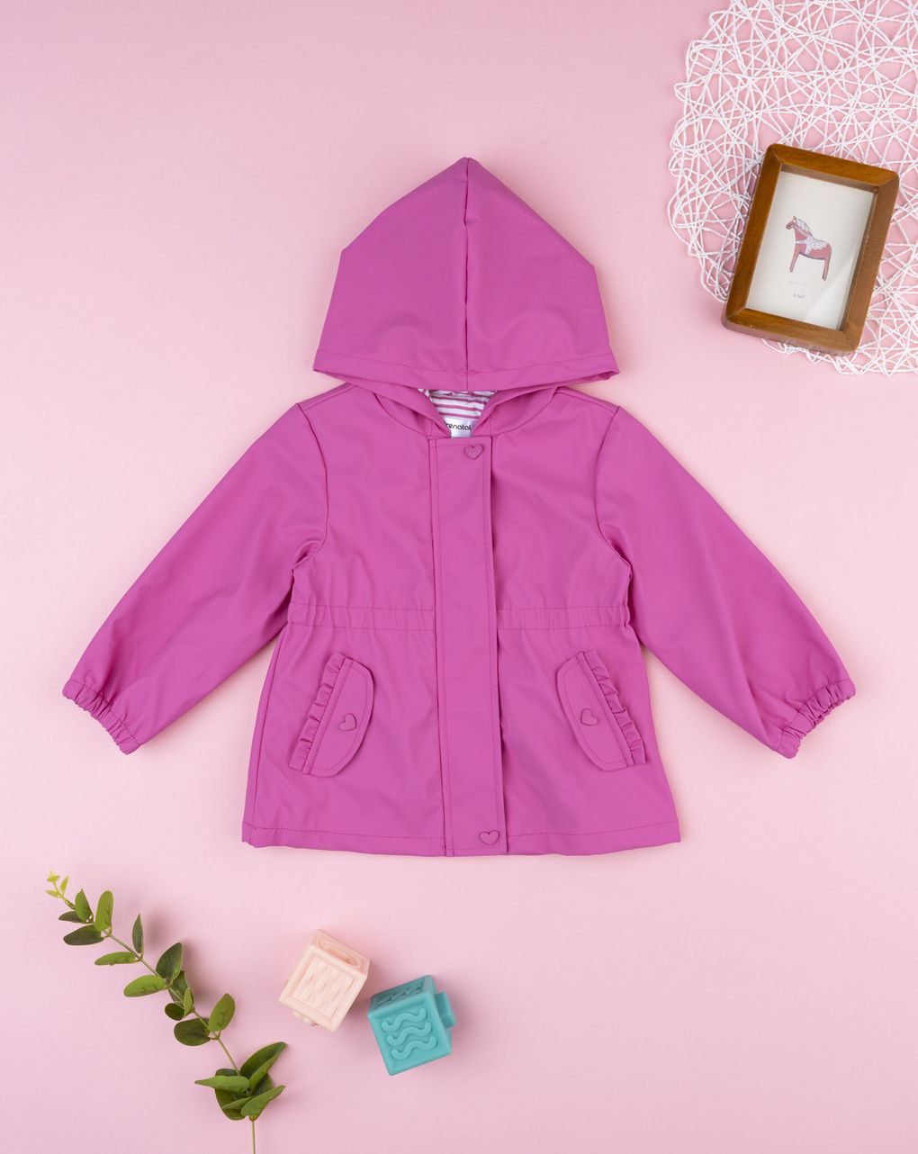 βρεφικό παλτό κερωμένο φούξια για κορίτσι