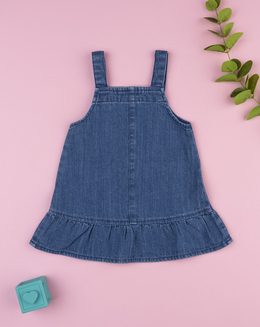 βρεφικό τζιν φόρεμα σαλοπέτα μπλε με τσέπες για κορίτσι - Prénatal