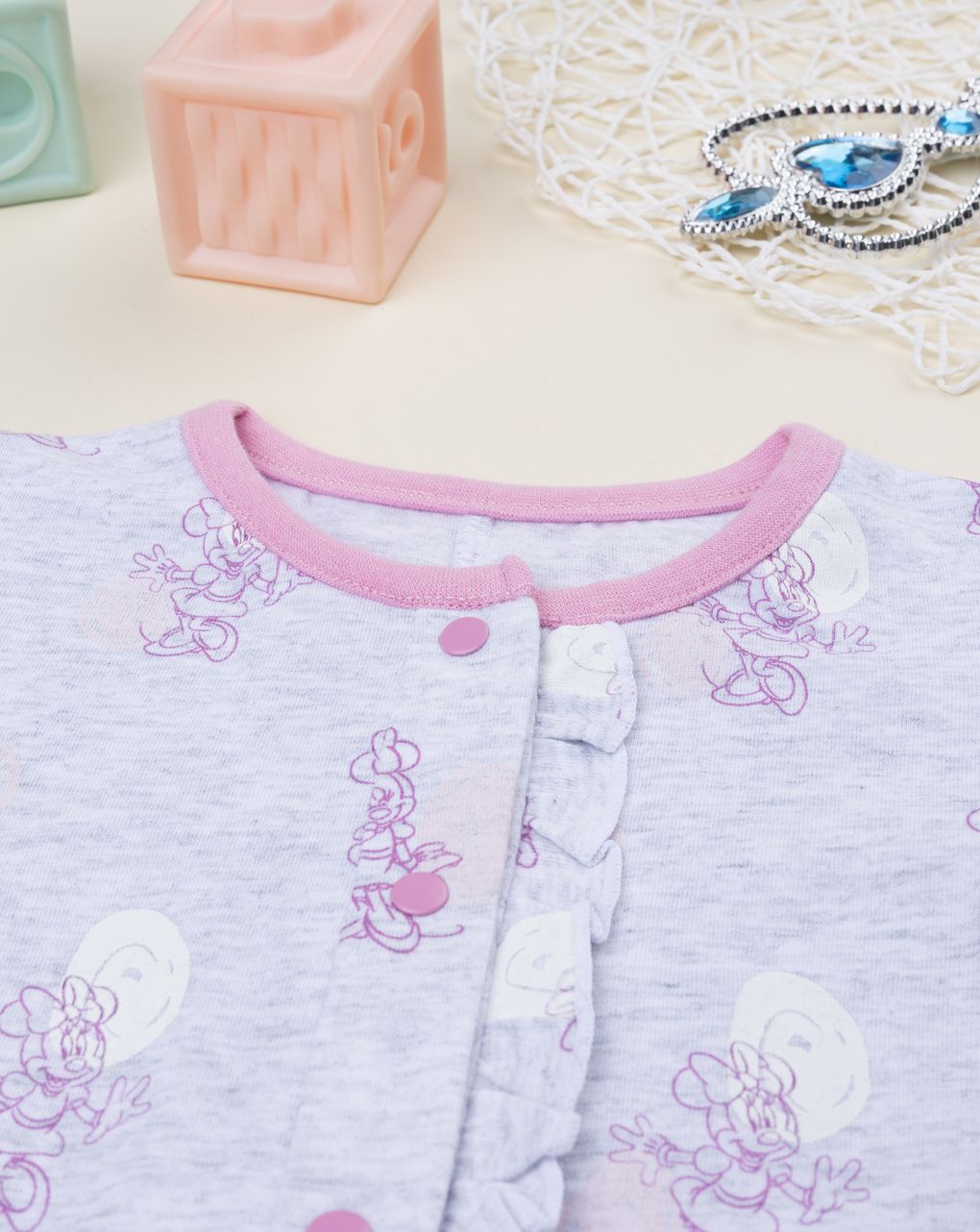 βρεφική ολόσωμη πιτζάμα γκρι minnie για κορίτσι - Prénatal