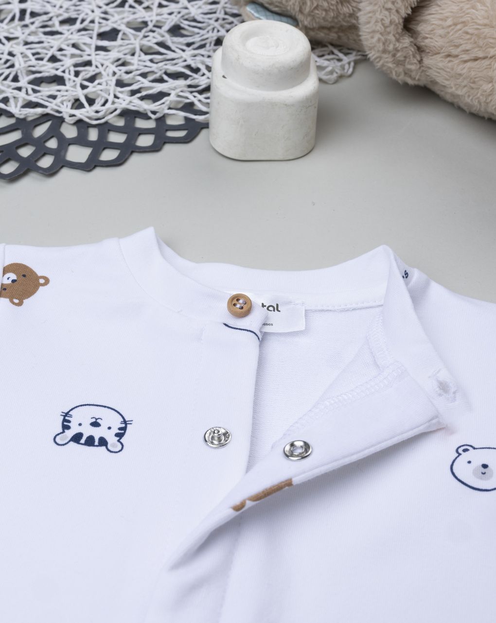 βρεφικό φορμάκι λευκό με ζωάκια για αγόρι - Prénatal