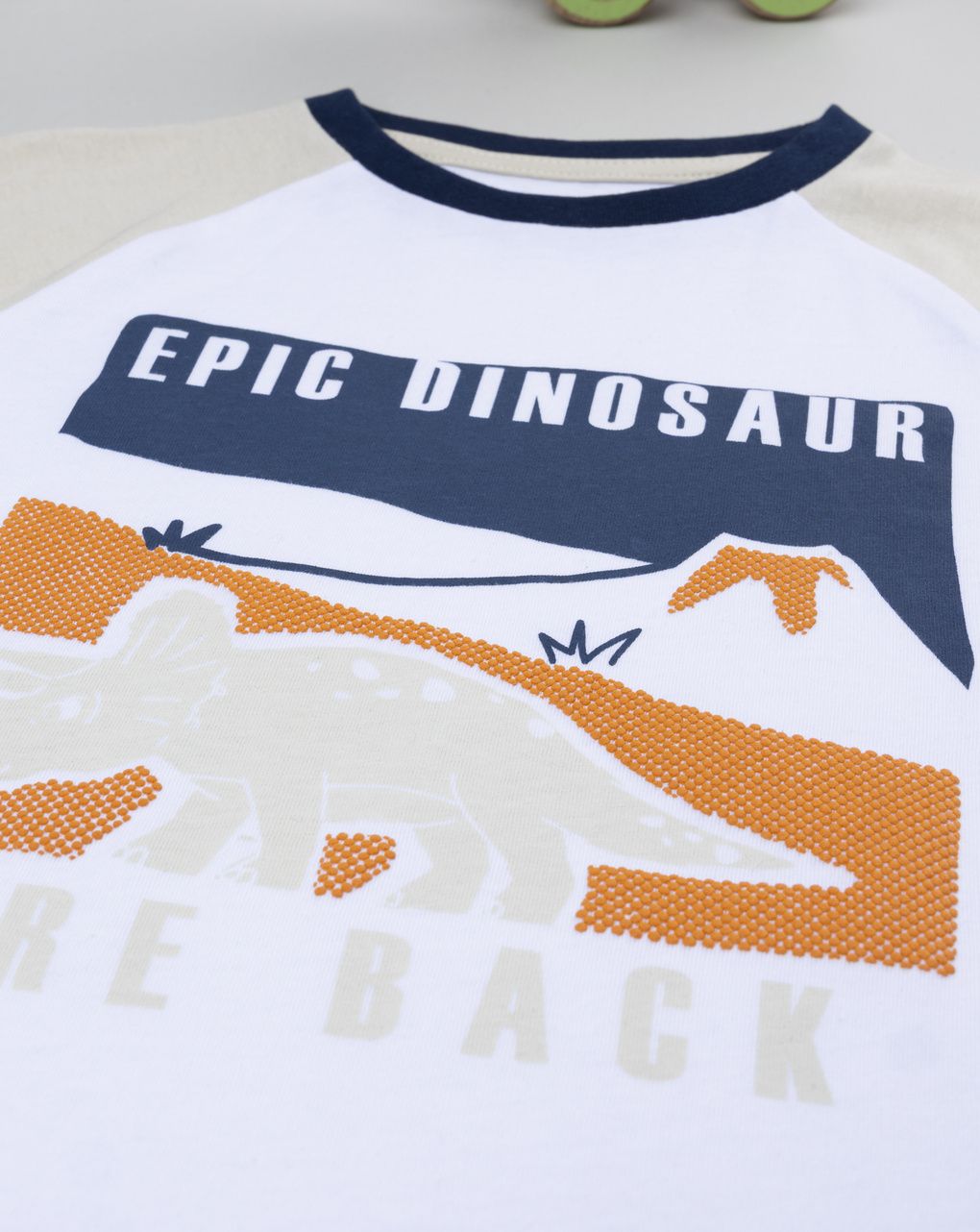 παιδική μπλούζα λευκή/μπεζ με δεινόσαυρο για αγόρι - Prénatal