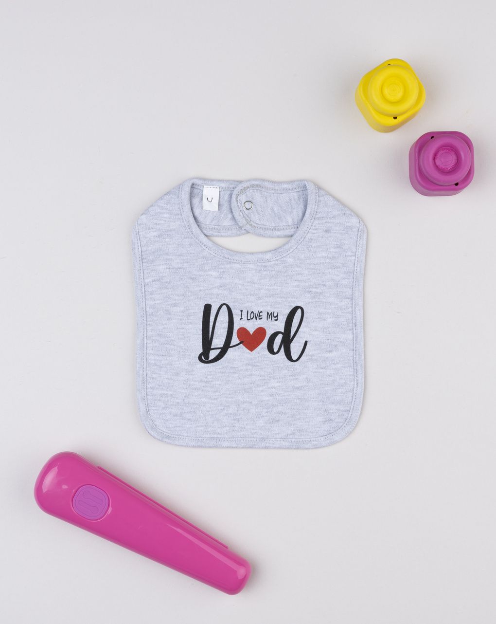 βρεφική σαλιάρα γκρι i love my dad unisex